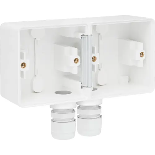 Niko 701-84852 Hydro opbouwbak 2-voudig horizontaal met 2x M20-ingang wit