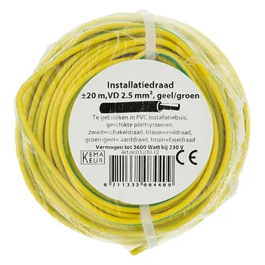 Q-Link 03.030.12 VD draad geel/groen 2,5mm2 rol 20 meter OP=OP