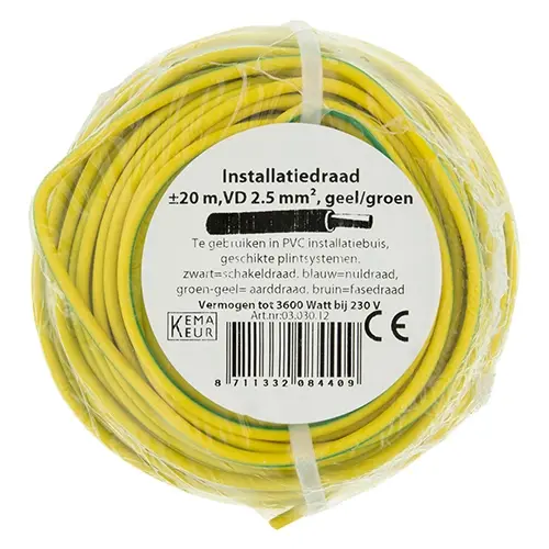 Q-Link 03.030.12 VD draad geel/groen 2,5mm2 rol 20 meter OP=OP