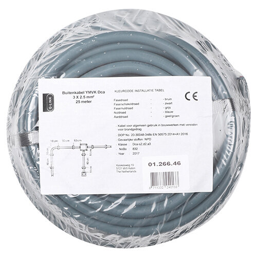 Q-Link 01.266.46 YMVK-DCA kabel 3x2,5mm² rol 25 meter OP=OP