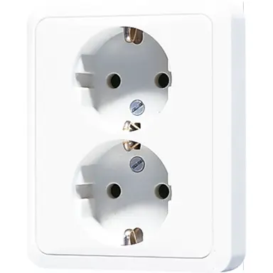 JUNG CD 5020 N WW wandcontactdoos 2-voudig randaarde voor enkele inbouwdoos CD500 alpine wit