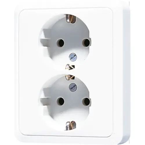 JUNG CD 5020 N WW wandcontactdoos 2-voudig randaarde voor enkele inbouwdoos CD500 alpine wit