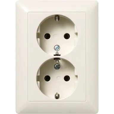 JUNG AS 5020 NU wandcontactdoos 2-voudig randaarde voor enkele inbouwdoos AS500 creme