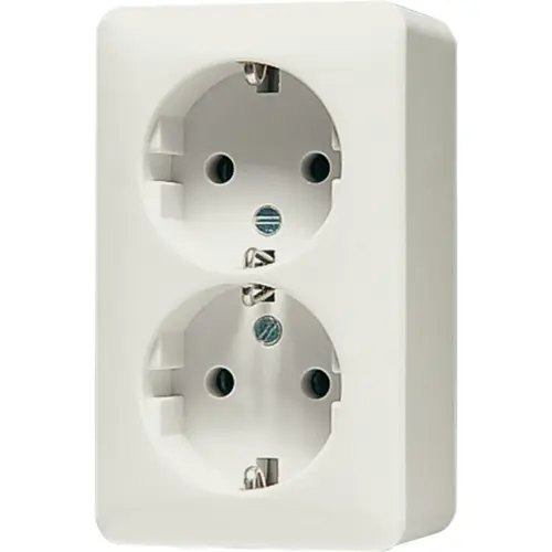 JUNG 6020 A opbouw wandcontactdoos 2-voudig randaarde AP600 creme
