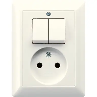 JUNG AS 5545 EU combinatie serieschakelaar/wandcontactdoos zonder randaarde AS500 creme