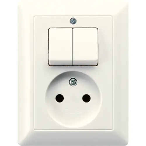 JUNG AS 5545 EU combinatie serieschakelaar/wandcontactdoos zonder randaarde AS500 creme