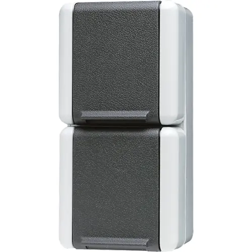JUNG 822 W wandcontactdoos 2-voudig randaarde opbouw IP44 verticaal WG800