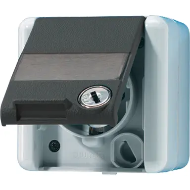 JUNG 820 NAWSL wandcontactdoos 1-voudig opbouw IP44 horizontaal met slot WG800