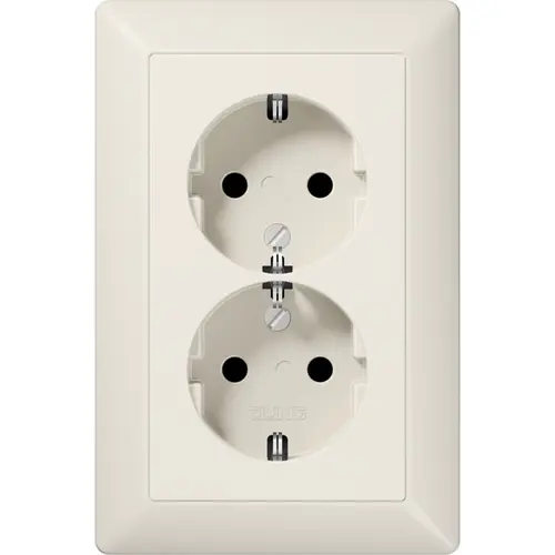 JUNG AS 5015 wandcontactdoos 2-voudig randaarde voor ovale 1,5 inbouwdoos AS500 creme