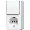 JUNG 676 A WW opbouw combinatie wisselschakelaar/wandcontactdoos randaarde AP600 alpine wit