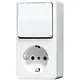 JUNG 676 A WW opbouw combinatie wisselschakelaar/wandcontactdoos randaarde AP600 alpine wit