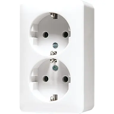 JUNG 6020 A WW opbouw wandcontactdoos 2-voudig randaarde AP600 alpine wit