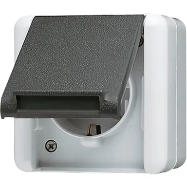 JUNG 820 KIW wandcontactdoos 1-voudig opbouw IP44 horizontaal Safety+ WG800