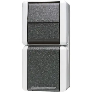 JUNG 876 W combinatie wandcontactdoos en schakelaar opbouw IP44 verticaal WG800