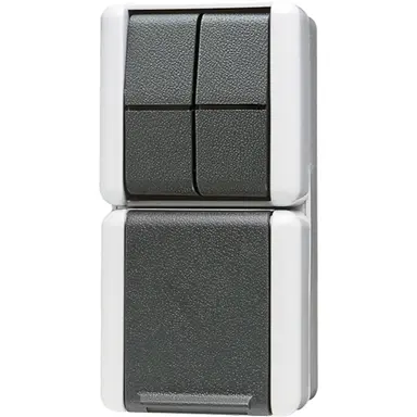 JUNG 875 W combinatie serieschakelaar opbouw IP44 verticaal WG800