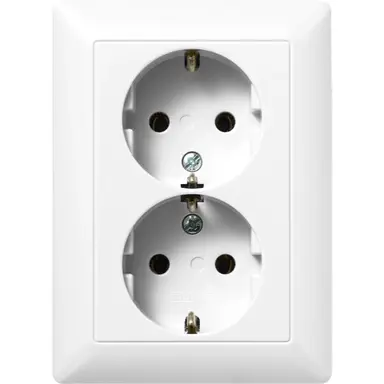 JUNG AS 5020 NKIU WW wandcontactdoos 2-voudig randaarde Safety+ voor enkele inbouwdoos Safety+ AS500 alpine wit