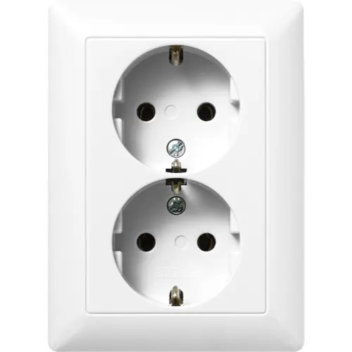 JUNG AS 5020 NKIU WW wandcontactdoos 2-voudig randaarde Safety+ voor enkele inbouwdoos Safety+ AS500 alpine wit