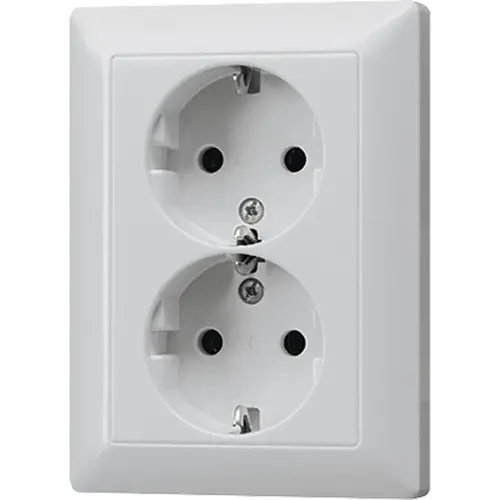 JUNG AL 5020 KI-L wandcontactdoos randaarde Safety+ 2-voudig voor enkele inbouwdoos LS990 aluminium