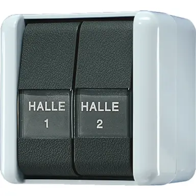 JUNG 805 NAW tweepolige schakelaar 10A met tekstvensters en verlichting IP44 WG800