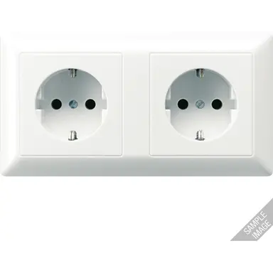 JUNG AS 522 complete wandcontactdoos 2-voudig randaarde met vast afdekraam wandgoot AS500 creme
