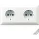 JUNG AS 522 complete wandcontactdoos 2-voudig randaarde met vast afdekraam wandgoot AS500 creme