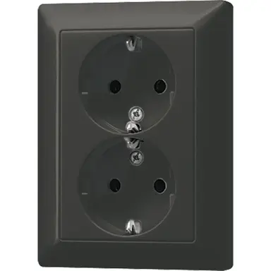 JUNG AL 5020 KI AN-L wandcontactdoos randaarde Safety+ 2-voudig voor enkele inbouwdoos LS990 antraciet gelakt aluminium