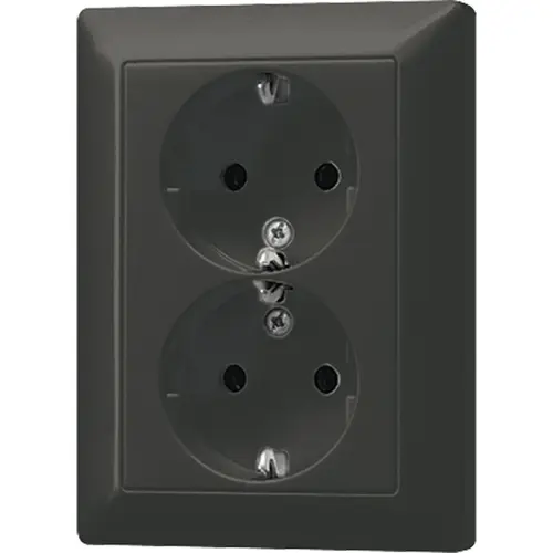 JUNG AL 5020 KI AN-L wandcontactdoos randaarde Safety+ 2-voudig voor enkele inbouwdoos LS990 antraciet gelakt aluminium