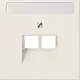 JUNG LS 969-2 NAUA centraalplaat 2-voudig met tekstvenster tbv RJ45 wandcontactdoos LS990 creme