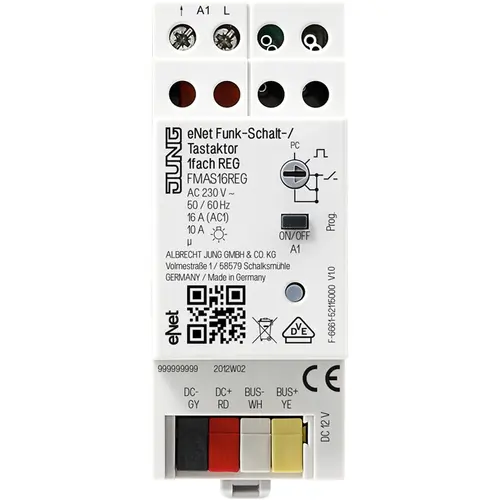 JUNG FM AS 16 REG eNet schakelactor 1-voudig DIN-rail montage