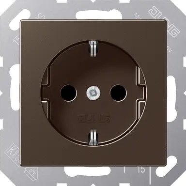 JUNG A 1520 NKI MO wandcontactdoos randaarde Safety+ A-range mokka
