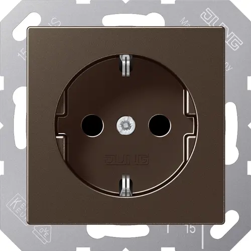 JUNG A 1520 NKI MO wandcontactdoos randaarde Safety+ A-range mokka