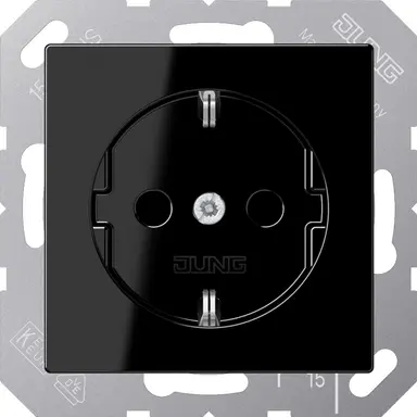 JUNG A 1520 NKI SW wandcontactdoos randaarde Safety+ A-range zwart glans