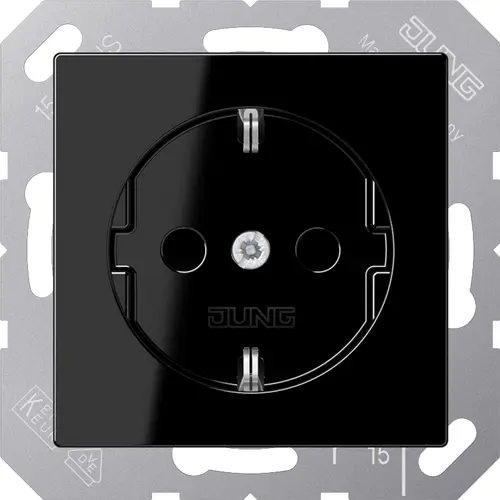 JUNG A 1520 NKI SW wandcontactdoos randaarde Safety+ A-range zwart glans