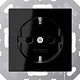 JUNG A 1520 NKI SW wandcontactdoos randaarde Safety+ A-range zwart glans