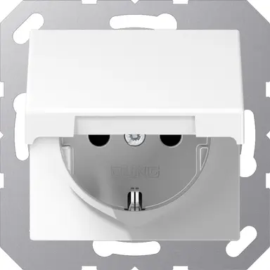 JUNG A 1520 NKIKL WW wandcontactdoos randaarde Safety+ en klapdeksel A-range alpine wit