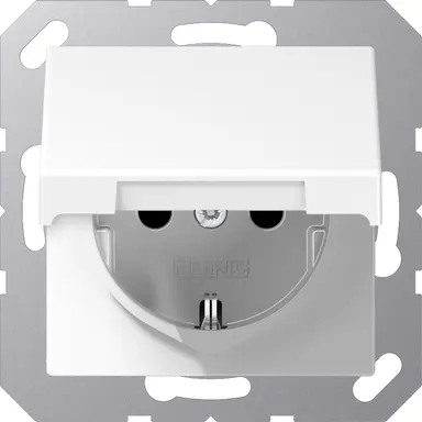 JUNG A 1520 NKL WW wandcontactdoos randaarde met klapdeksel A-range alpine wit