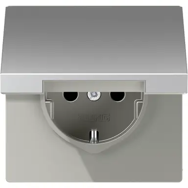 JUNG AL 1520 NKL wandcontactdoos randaarde klapdeksel LS990 aluminium