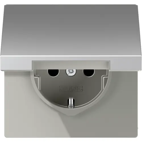 JUNG AL 1520 NKL wandcontactdoos randaarde klapdeksel LS990 aluminium
