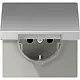 JUNG AL 1520 NKL wandcontactdoos randaarde klapdeksel LS990 aluminium
