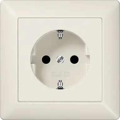 JUNG AS 1520 NKI wandcontactdoos randaarde Safety+ met volle afdekplaat AS500 creme
