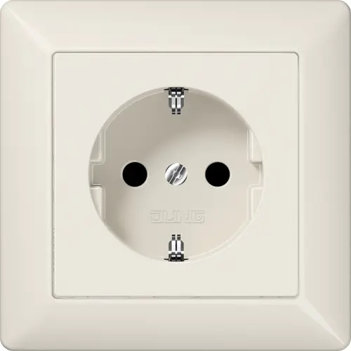 JUNG AS 1520 NKI wandcontactdoos randaarde Safety+ met volle afdekplaat AS500 creme