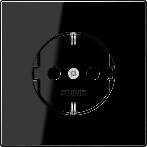 JUNG LS 1520 NKI SW wandcontactdoos randaarde Safety+ LS990 zwart glans