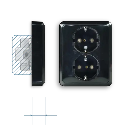 JUNG CD 5020 NKI SW wandcontactdoos 2-voudig randaarde Safety+ voor enkele inbouwdoos CD500 zwart glans