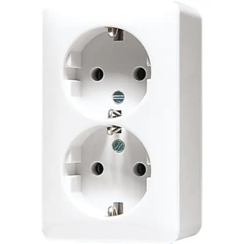 JUNG 6020 KIA WW opbouw wandcontactdoos 2-voudig randaarde Safety+ AP600 alpine wit