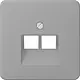 JUNG CD 569-2 UA GR centraalplaat 2-voudig tbv RJ45 wandcontactdoos CD500 grijs