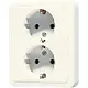 JUNG 5020 NKIU wandcontactdoos 2-voudig randaarde Safety+ voor enkele inbouwdoos CD500 creme