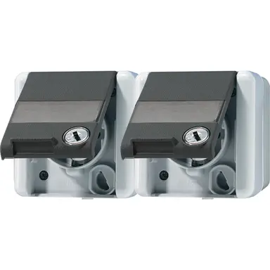 JUNG 8220 NAWSL wandcontactdoos 2-voudig opbouw IP44 horizontaal met slot WG800