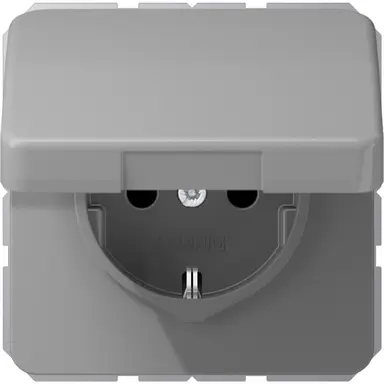JUNG CD 1520 NBFKL GR wandcontactdoos randaarde klapdeksel CD500 grijs