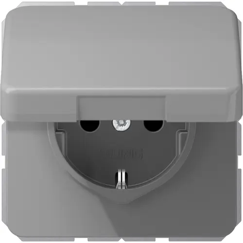 JUNG CD 1520 NBFKL GR wandcontactdoos randaarde klapdeksel CD500 grijs