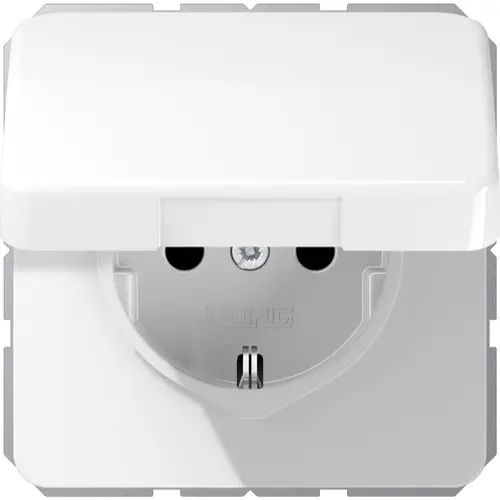 JUNG CD 1520 NBFKL WW wandcontactdoos randaarde klapdeksel CD500 alpine wit